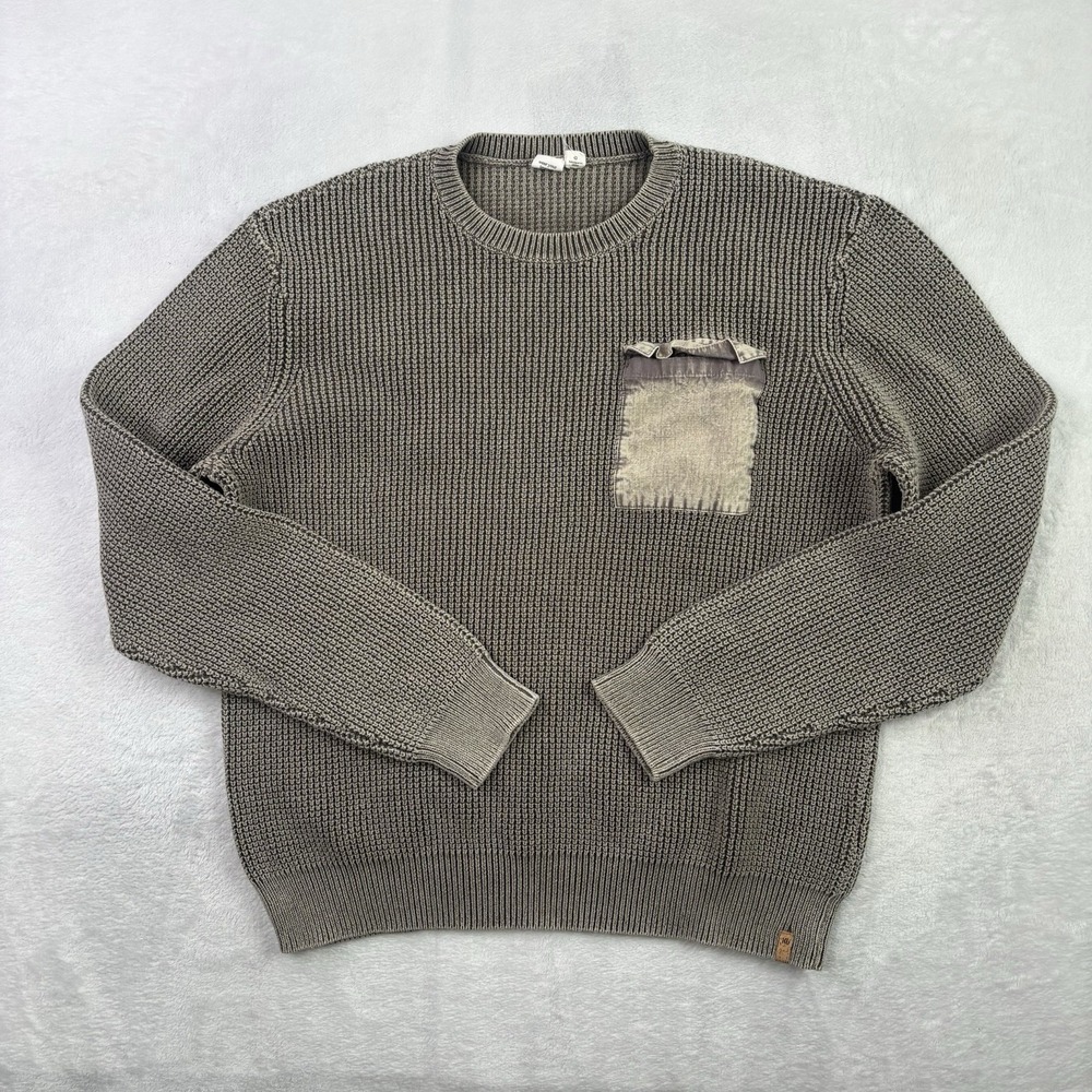 Ten Tree Organic Cotton Long Sleeve Ribbed Sweater Grey Women's Large Pocket